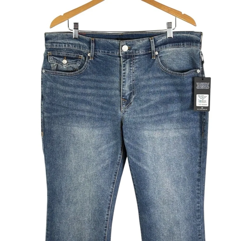 NEW True Religion Billy Flap Bootcut Jeans Size 36 Blue Relaxed Fit 36 x 33.5
